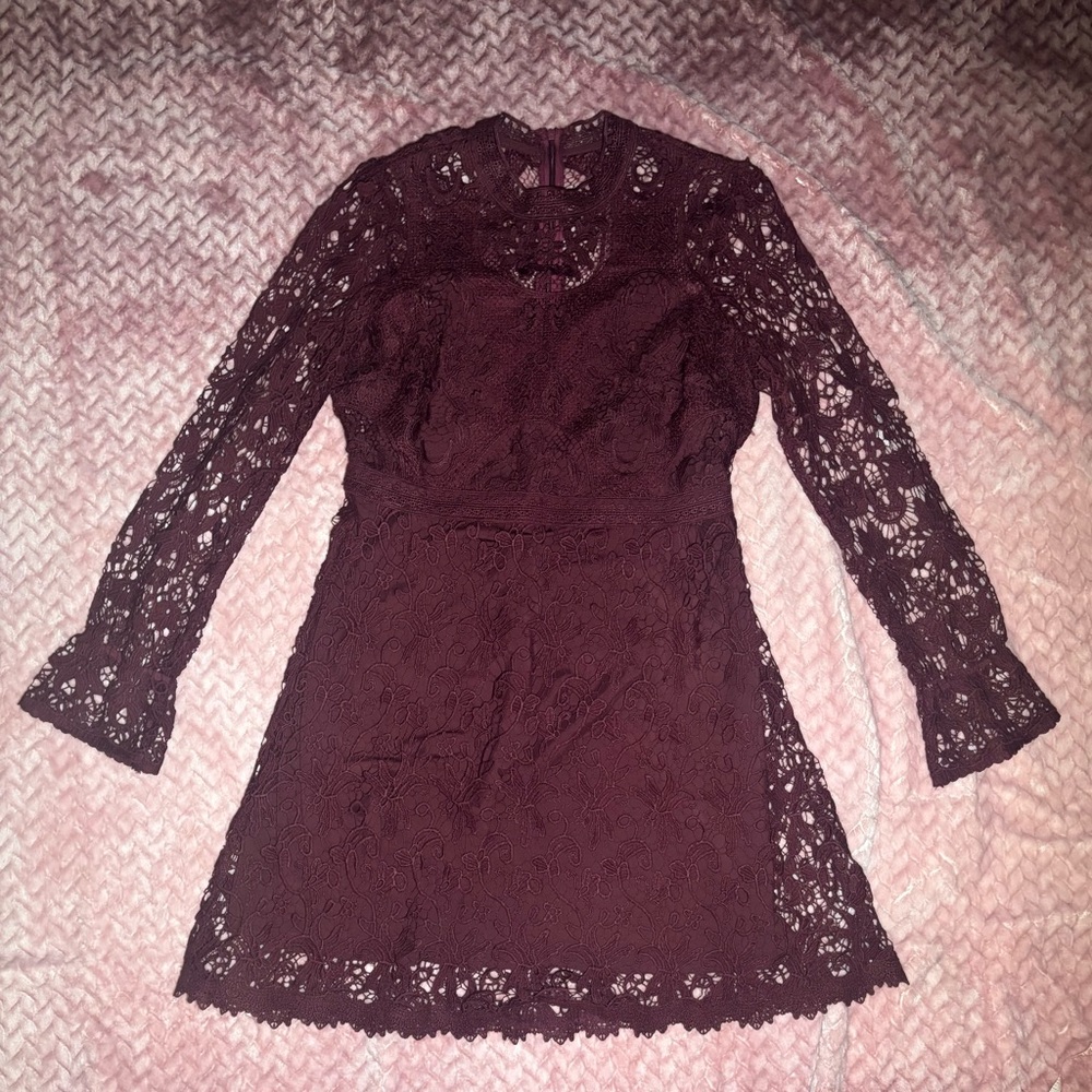 Elegant Lace Dress in Rich Burgundy